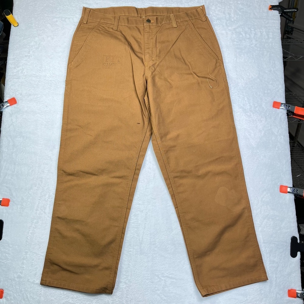 Carhartt Loose Straight Washed Duck Dungaree Fit Pants Mens Brown Workwear 38X31